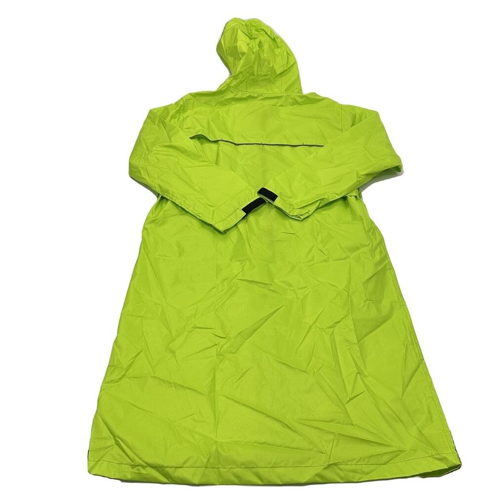 Axesquin Women's Hooded Raincoat Fluor Green Belted Waist, Size Large - Picture 5 of 7